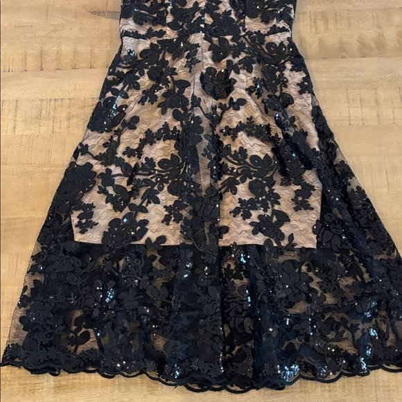 Dress the Population Women's Audrey Floral Applique Lace Mini Dress Large Black - Picture 5 of 14